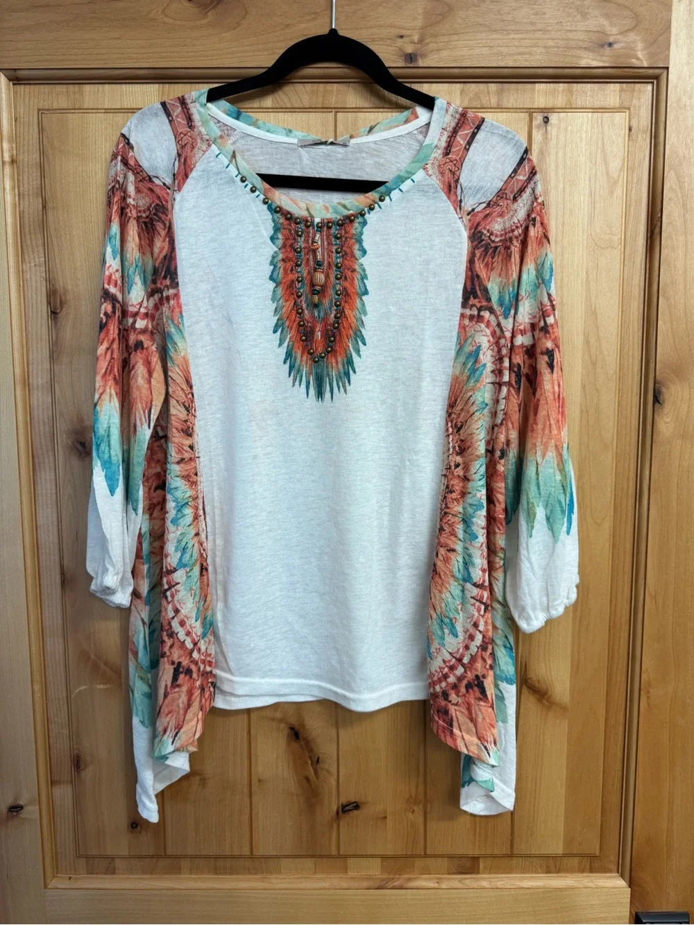 Feather Print Womens Top - Picture 1 of 11